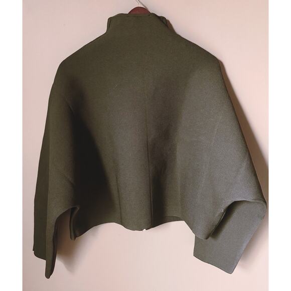 NEW Zara Knit Jacket Size M Green $89 Full Zip Bomber - Picture 4 of 8